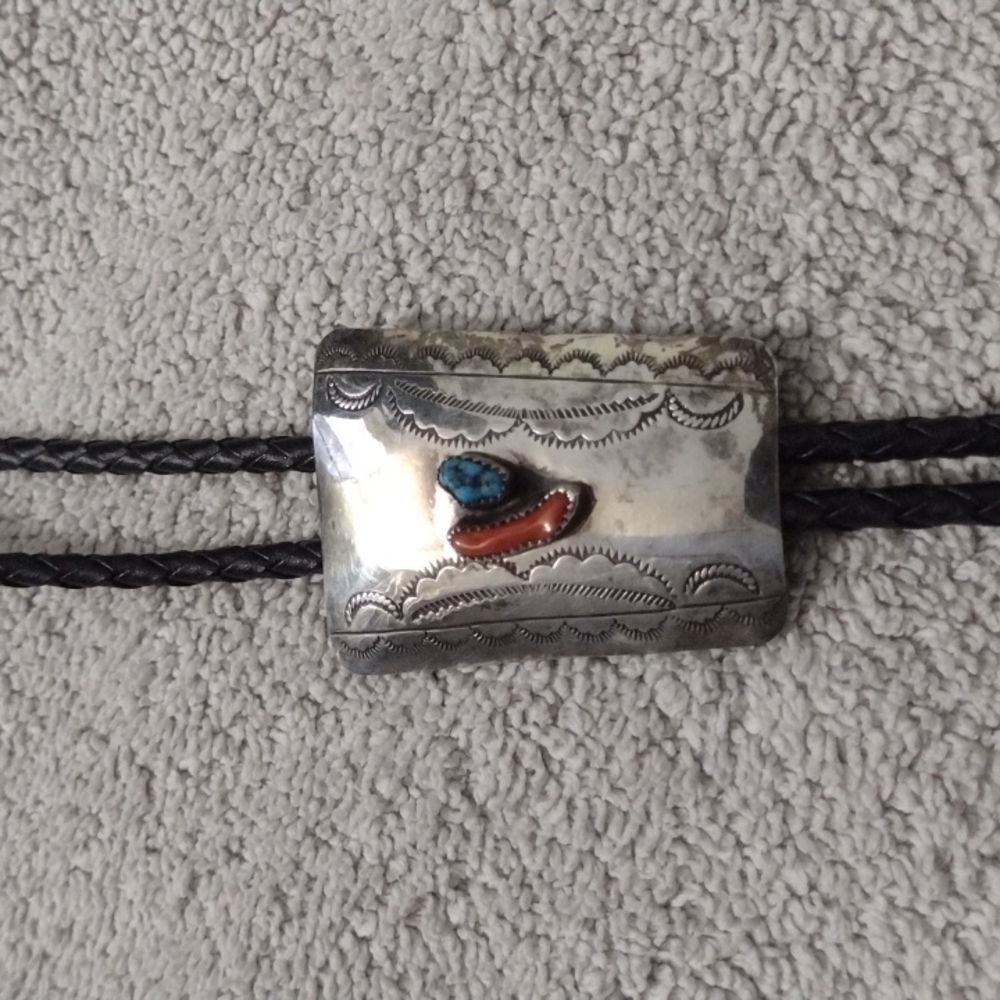 Stamped silver bolo